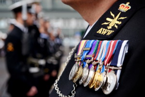 Royal Navy Sailor Wearing Medals at a Parade